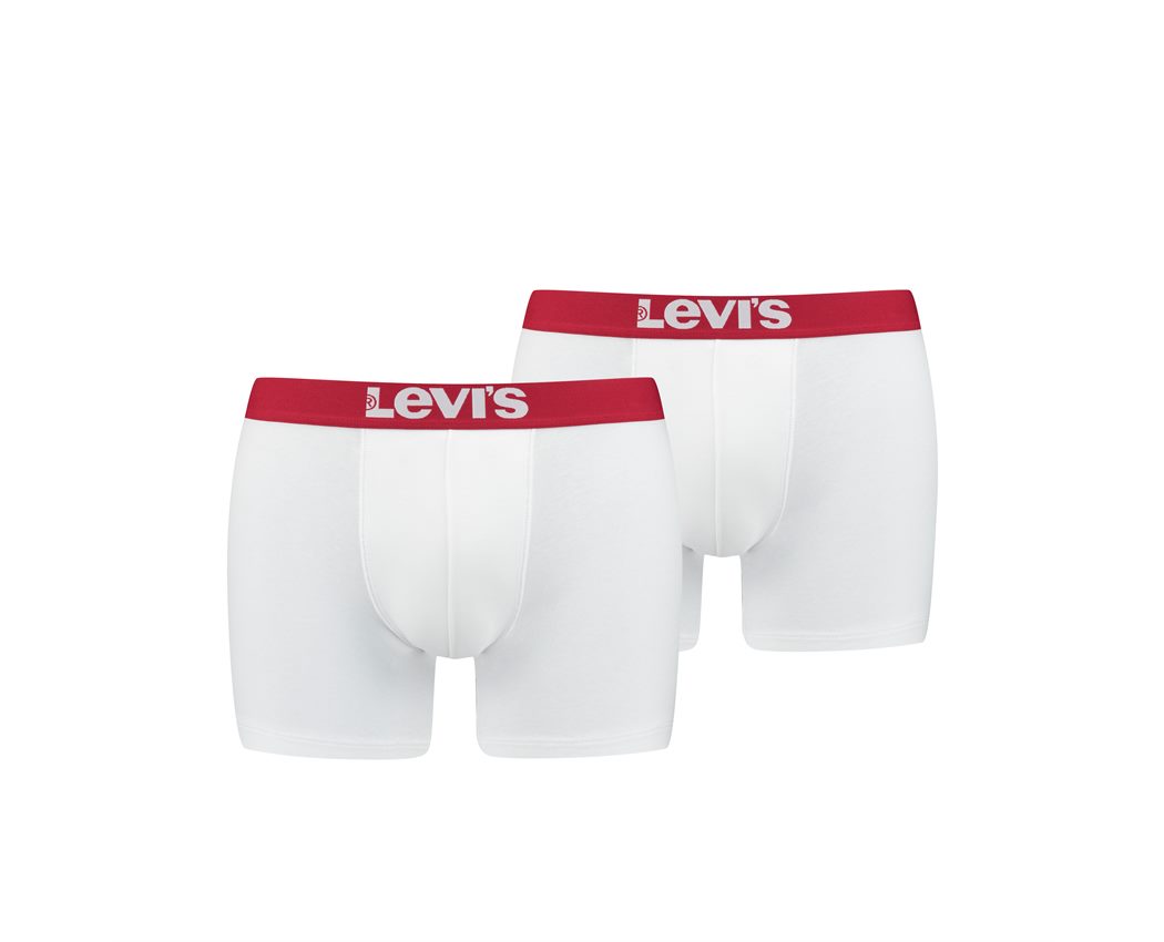LEVIS MEN 2PK SOLID BASIC BOXER WHITE/WHITE SMALL